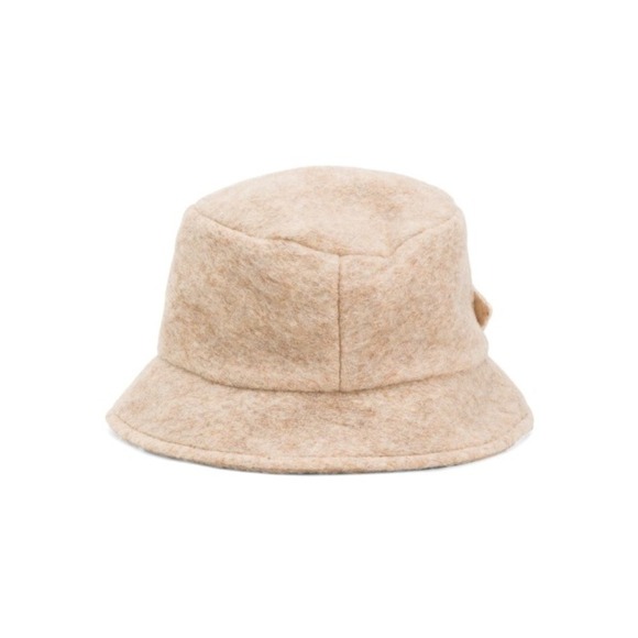 Complit Made in Italy Beige Heather Wool Blend Floral Applique Detail Bucket Hat main image 5